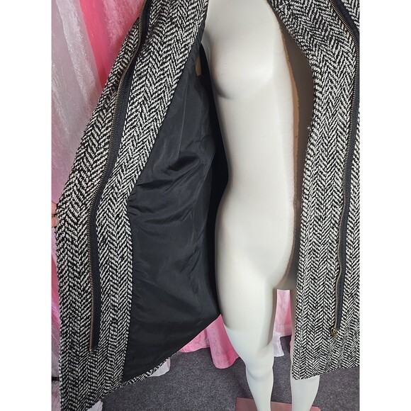 J. Crew Houndstooth Wool Blend Lined Classic Mock Neck Coat Size 10 - Picture 10 of 14
